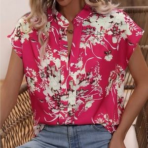 Shein hot pink floral top, size medium